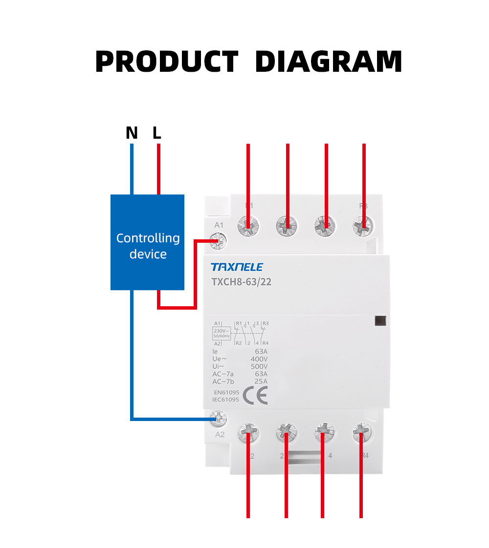 Contattore DIN 4NO 63A 230V AC OCT-63 - Per Comando Luci, Motori E Sistemi Automazione - Foto 4