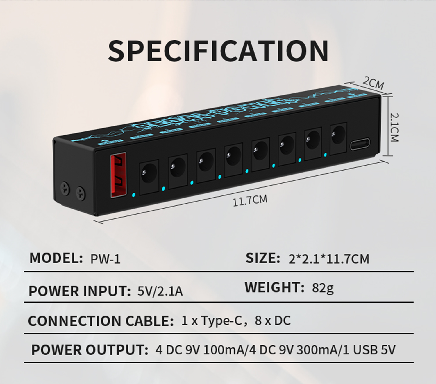 Power Supply 9V Per Effetti Alimentatore A Pedale Per Effetti Chitarra - 9V Negativo, 8 Uscite Isolate, Marca Kurrent Power 6 - Foto 11