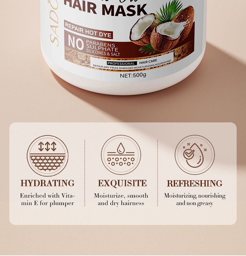 SADOER Coconut oil Hair Mask and Shampoo Treatment for Rebonded Hair and Nourishing Creamsilk