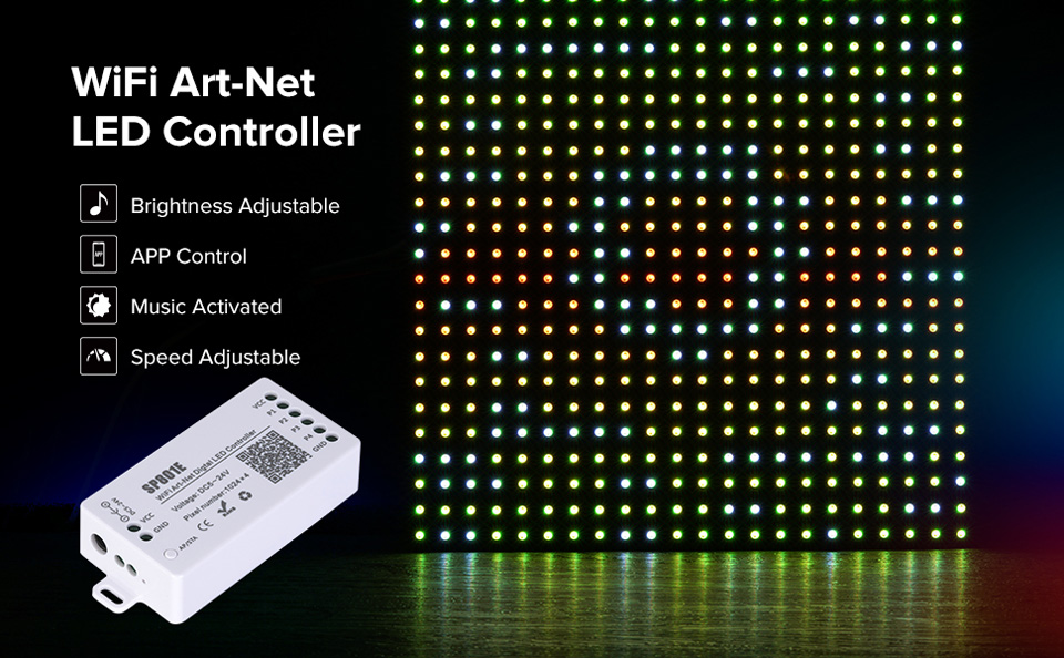 BTF-LIGHTING SP801E Wifi Art-Net Magic LED Controller LED Matrix Panel ...