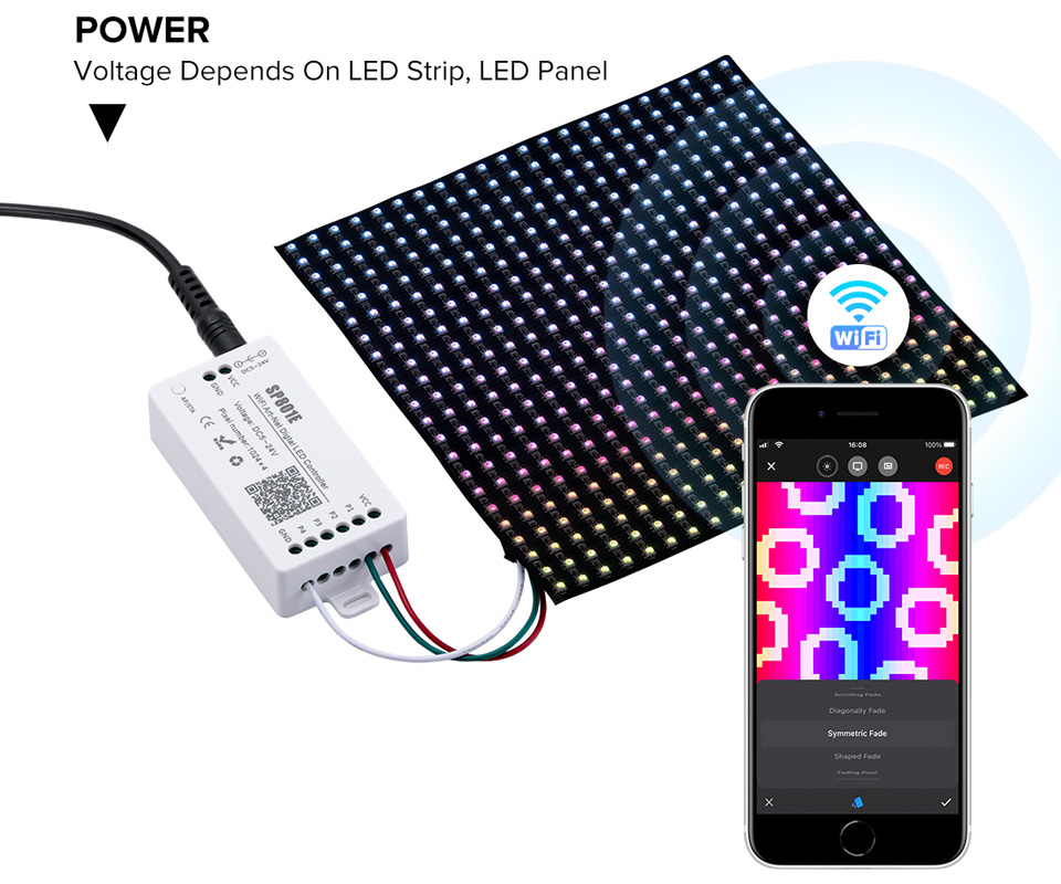 BTF-LIGHTING SP801E Wifi Art-Net Magic LED Controller LED Matrix Panel ...