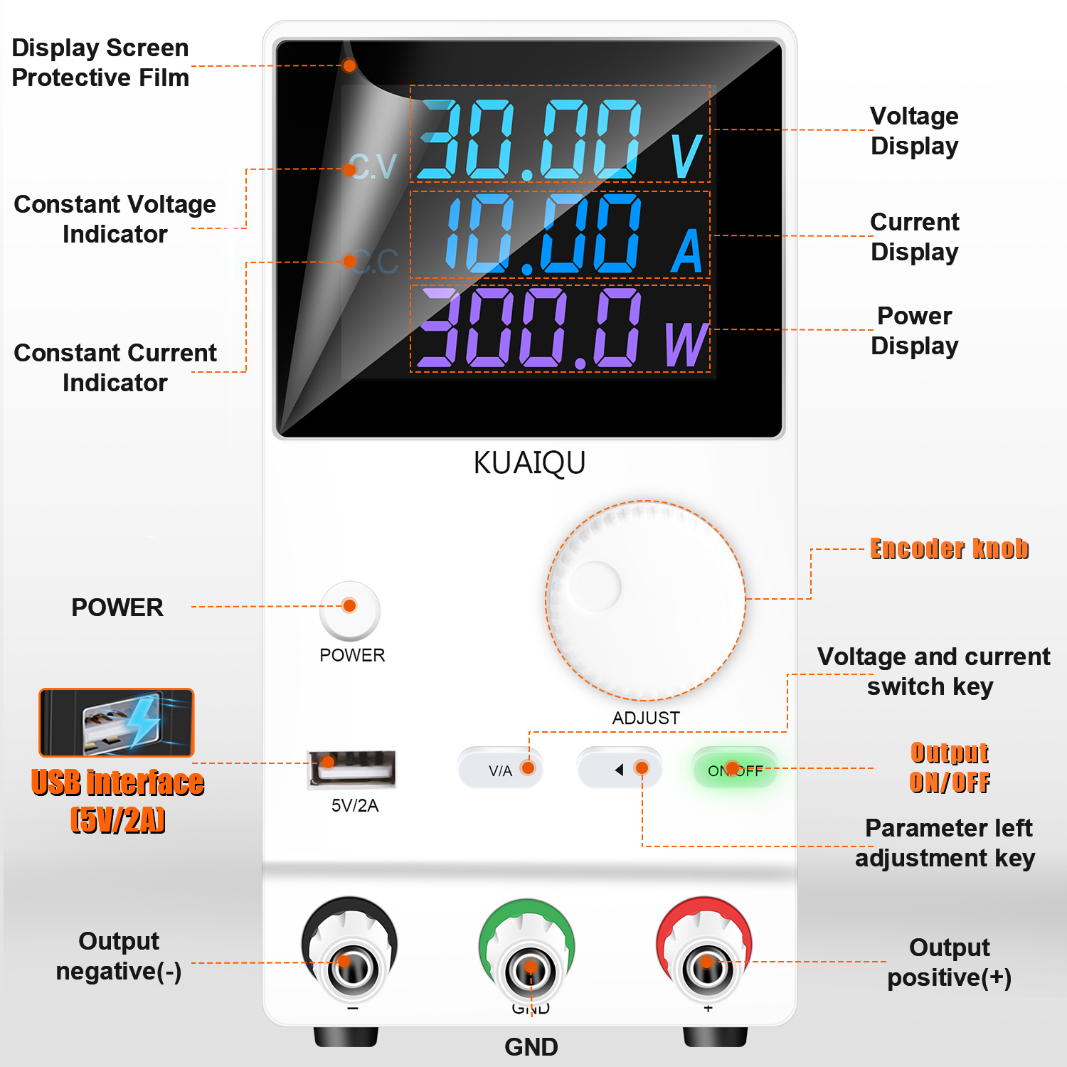 Nice-power 30V/5A/10A LCD Display Adjustable Switching Regulator DC ...