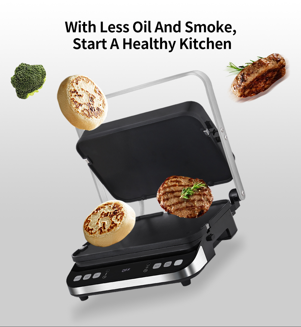 BioloMix 2000W Electric Contact Grill Digital Griddle and Panini Press ...