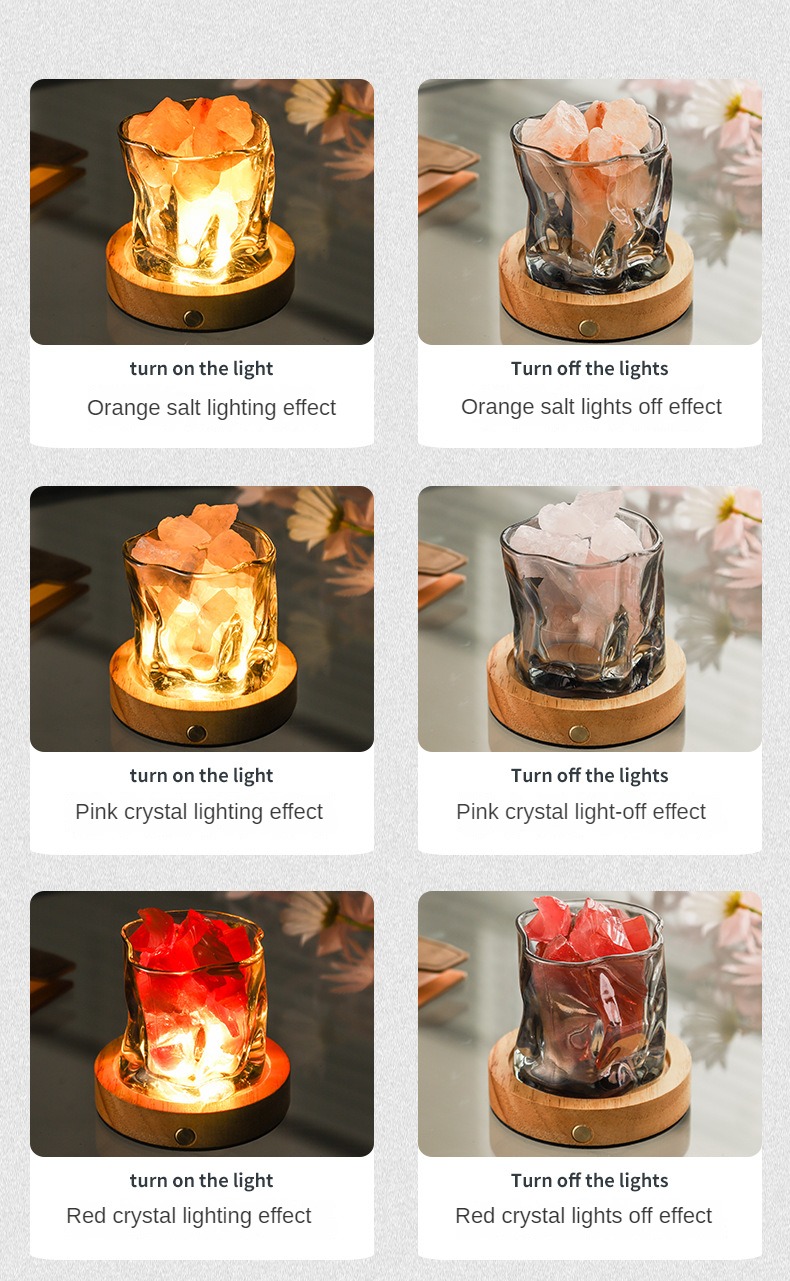 Luminous Glass Cup Crystal Aromatherapy Stone Diffuser Led Lamp ...