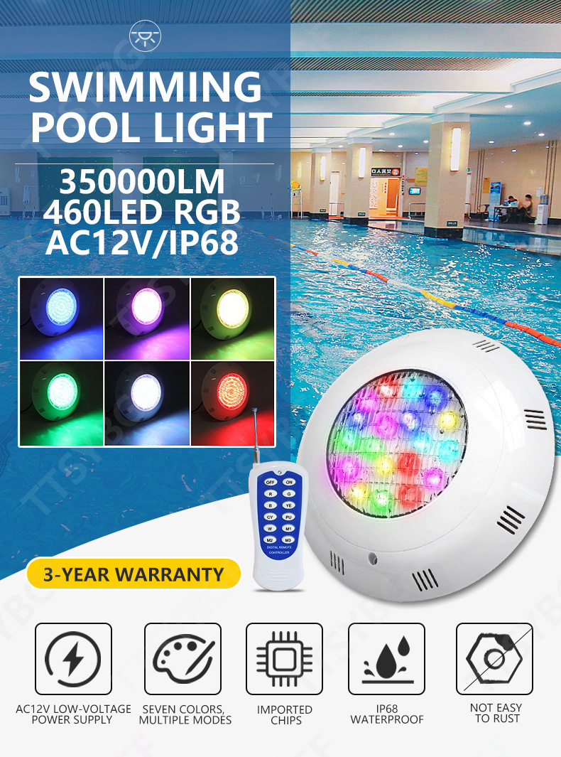 Swiming pool light Underwater Decor RGB SMD LED light remote control ...