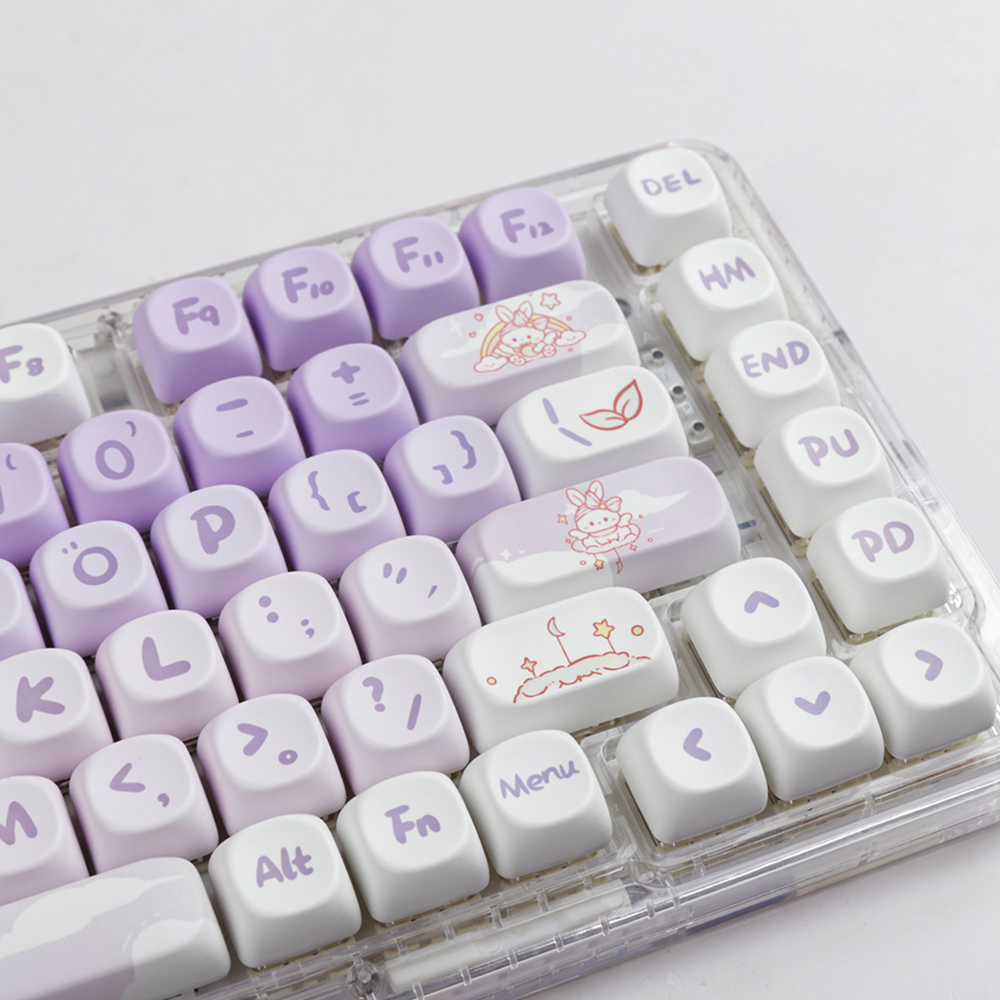 Purple Gradient Rabbit Keycaps 142Keys/Set PBT MOA Profile DIY Custom ...