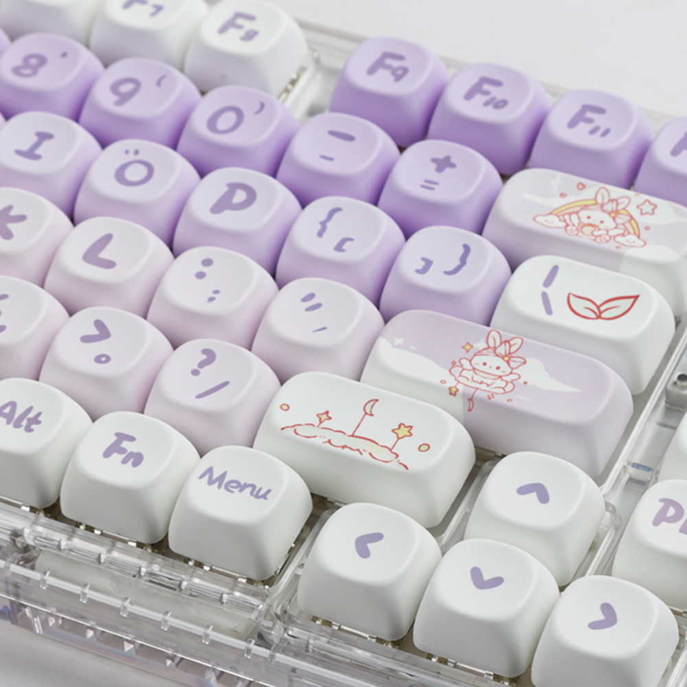 Purple Gradient Rabbit Keycaps 142Keys/Set PBT MOA Profile DIY Custom ...