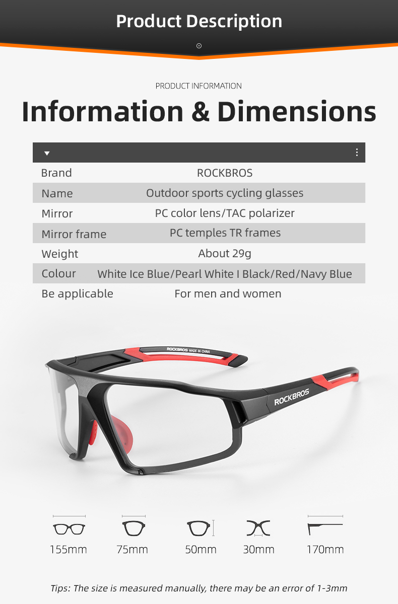 【PH Delivery】ROCKBROS Cycling Glasses Shades Photochromic SportS ...