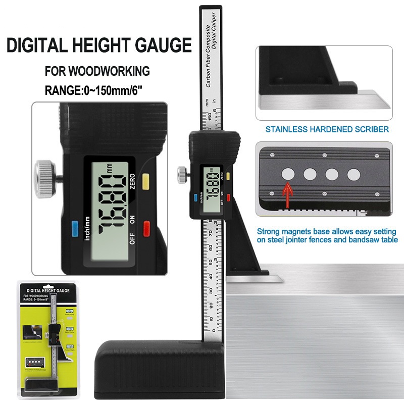 0-150mm digital display height ruler, woodworking table saw height ...