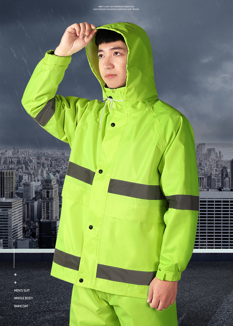Safety Rain Suit for Men Waterproof Reflective Rain Jacket and Hi Vis ...