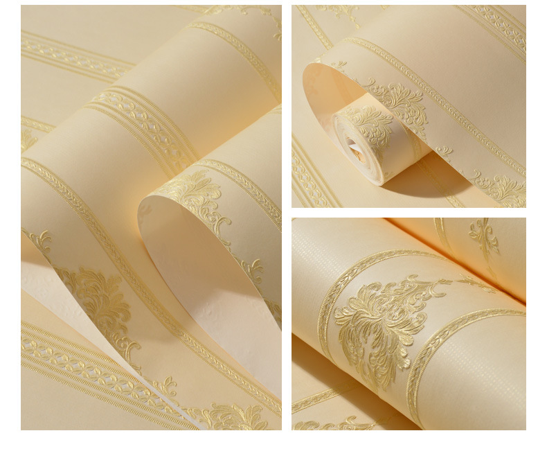 Self adhesive wallpaper embossed simple striped style bedroom living ...