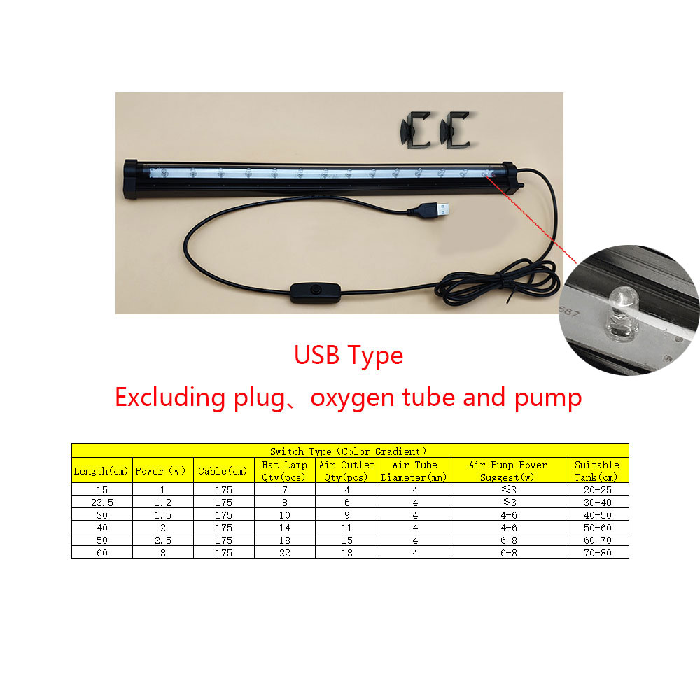 AQUARZOO 15-60cm Aquarium Remote Control Multicolor LED Light Air ...