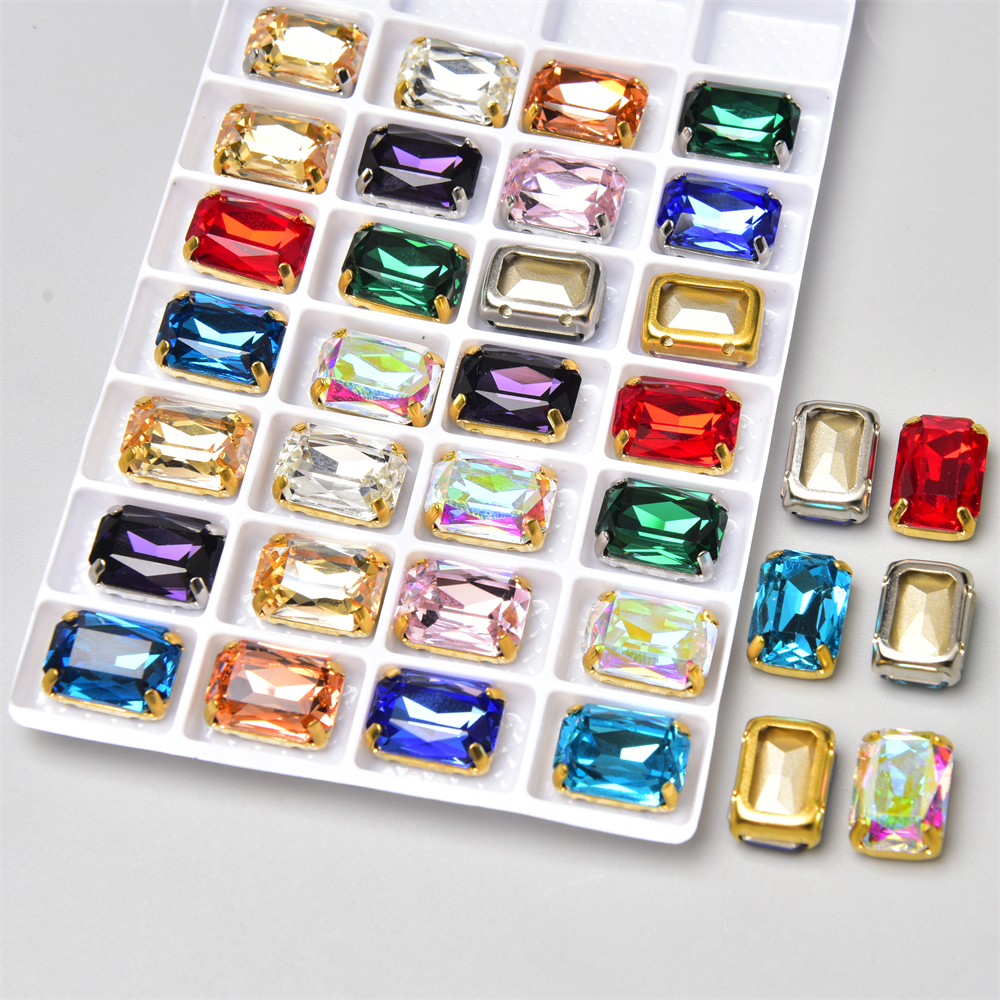 10pcs High Quality K9 Crystal Colorful 10*14Mm Classical Rectangle ...