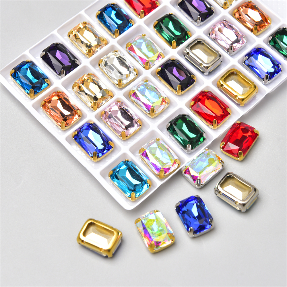 10pcs High Quality K9 Crystal Colorful 10*14Mm Classical Rectangle ...