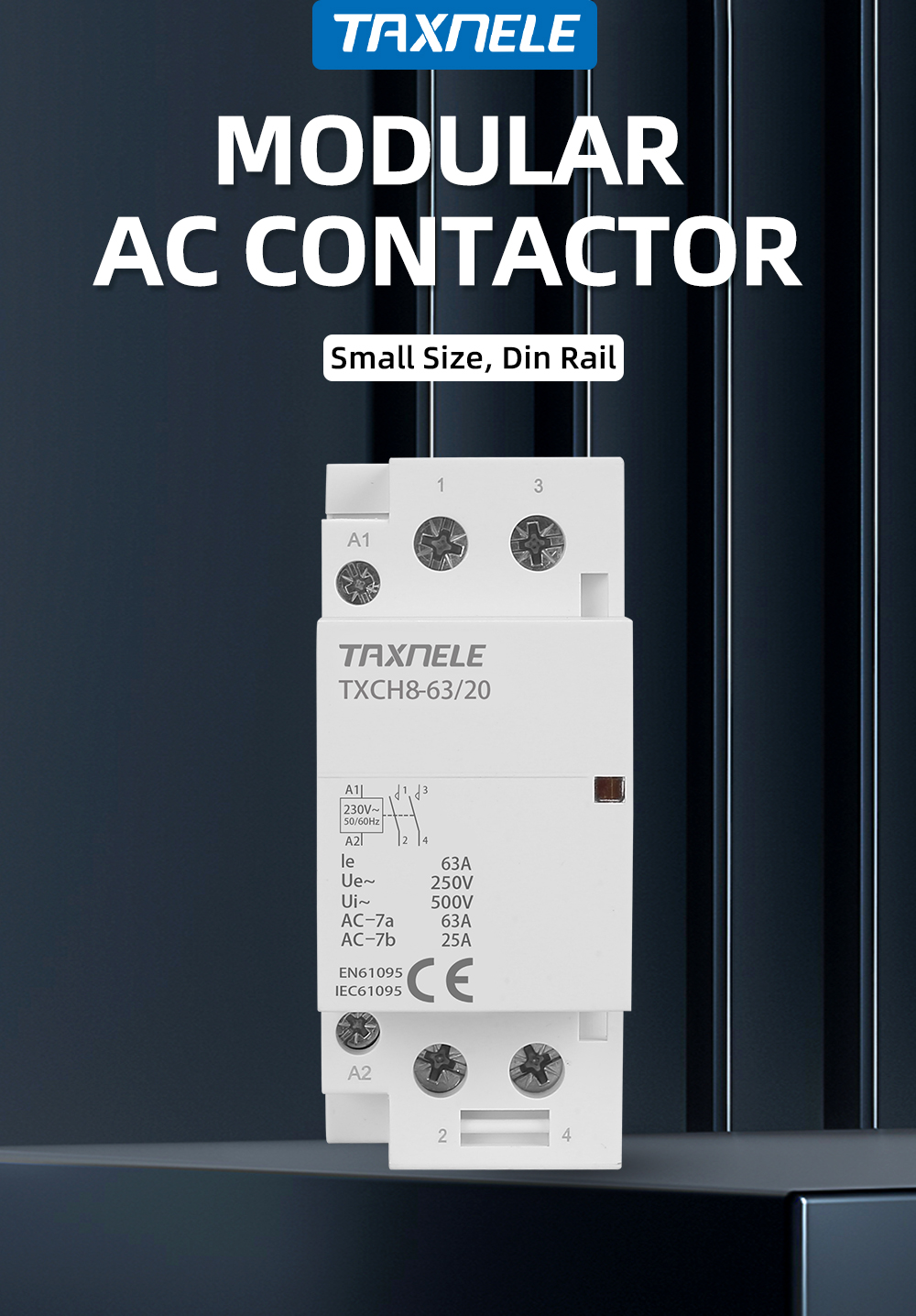 32A 63A 2P 2NO 2NC 1NO1NC Modular Contactor Switch Controller DIN Rail ...