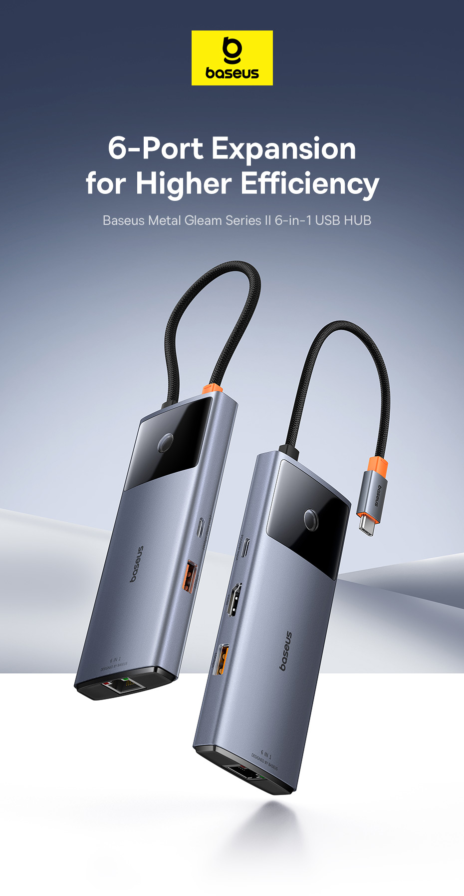 【24-Month Warranty】Baseus Metal Gleam Series II 6-in-1 USB-C HUB to ...