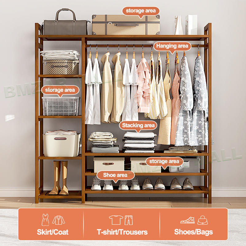 SUNNY BIERE Clothes Rack Hanger Bamboo Haning Rack Stand Clothes ...