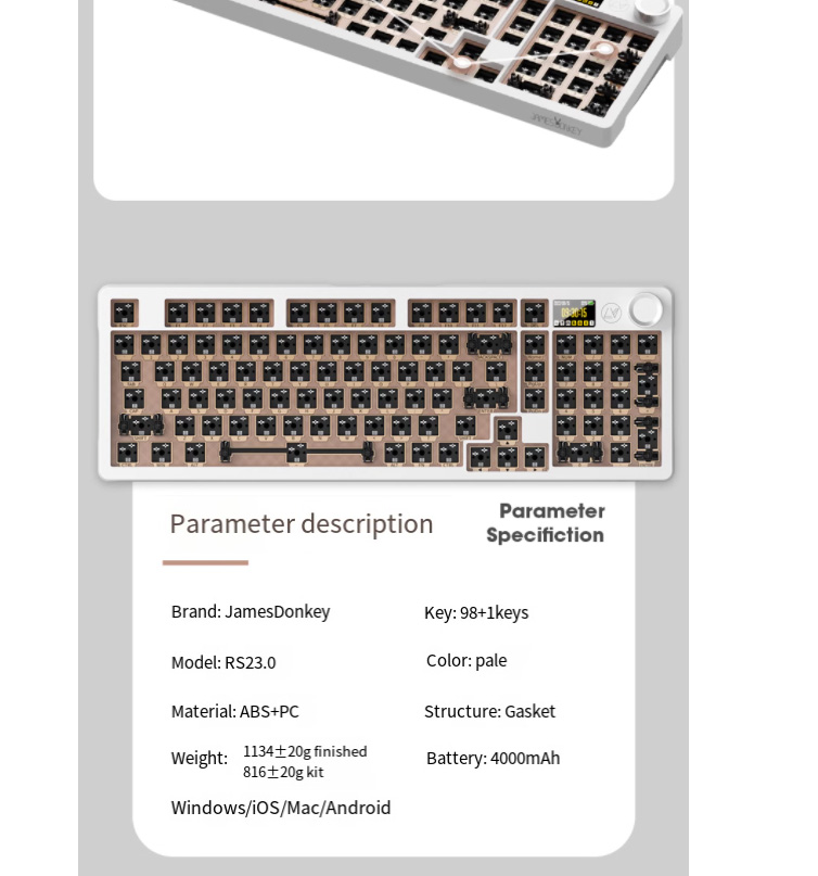 James donkey RS2 3.0 Mechanical Keyboard Customized Kit Three-Mode ...