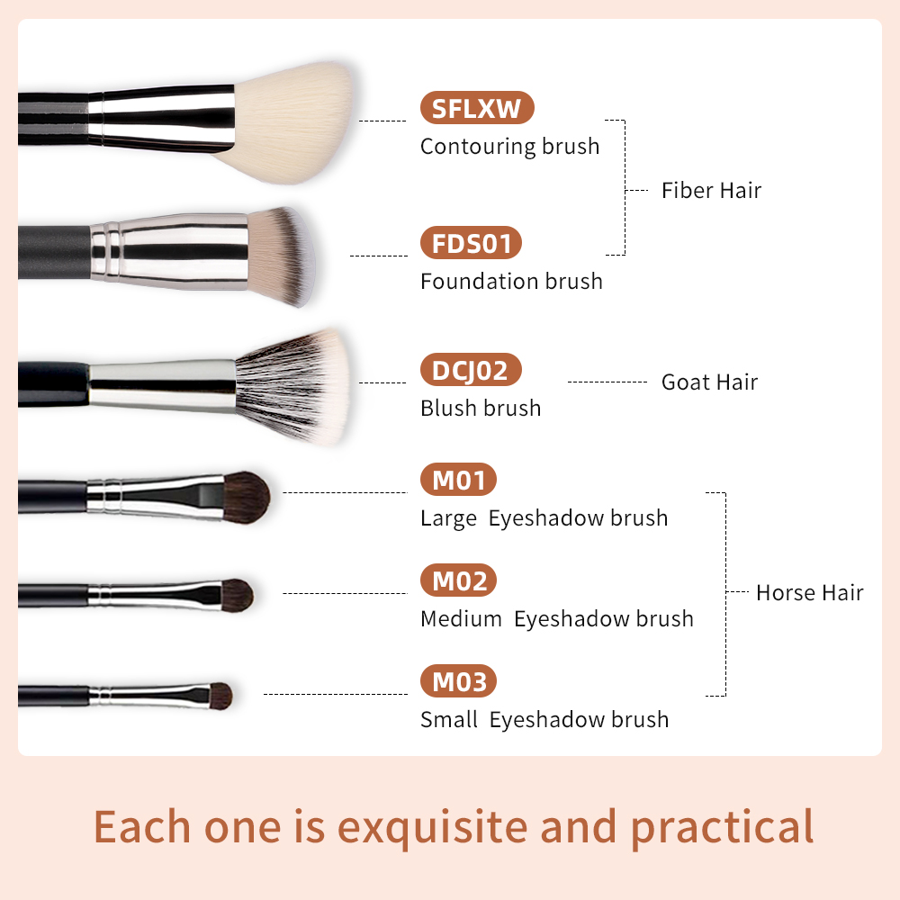 OVW 6pcs makeup brush set foundation brush set eyeshadow brush set HB ...