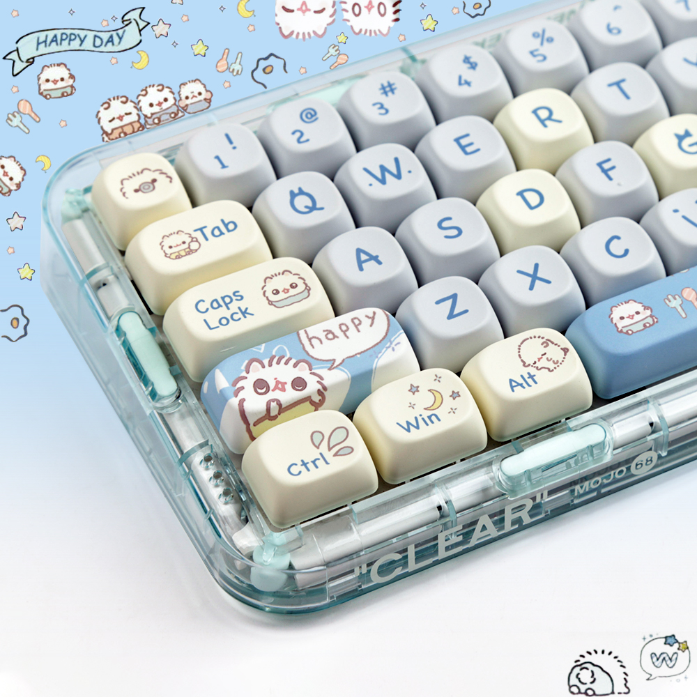 Cute Cat&Fish Keycaps 140Keys/Set PBT MOA Profile DYE-SUB DIY Custom ...