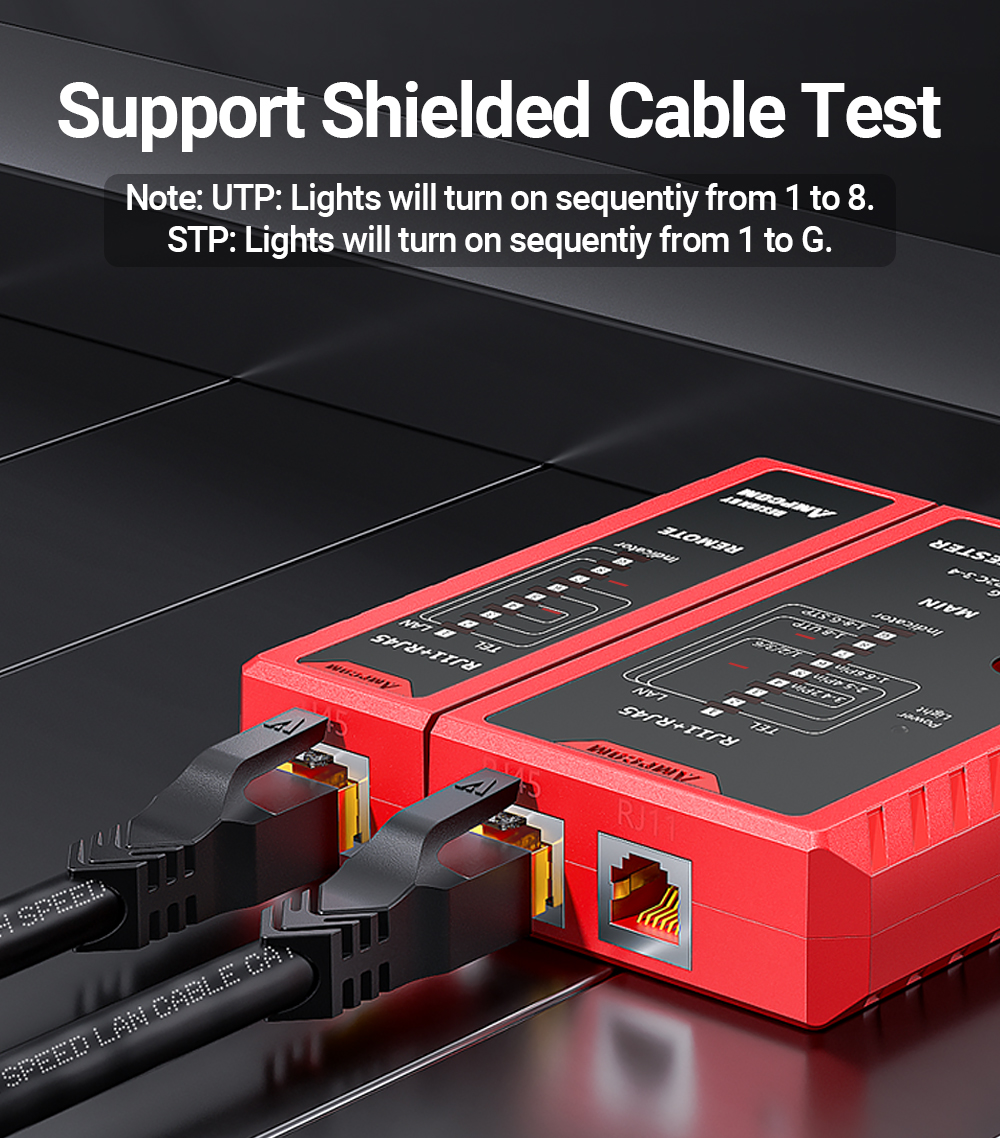 AMPCOM Updated Network Cable Tester LAN Cable Test Network Cable Tool