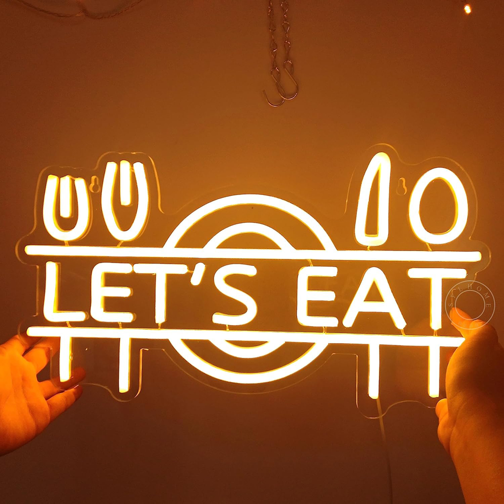 Let's Eat Led Neon Light Sign Fork Knife Spoon Plate Dish Food ...