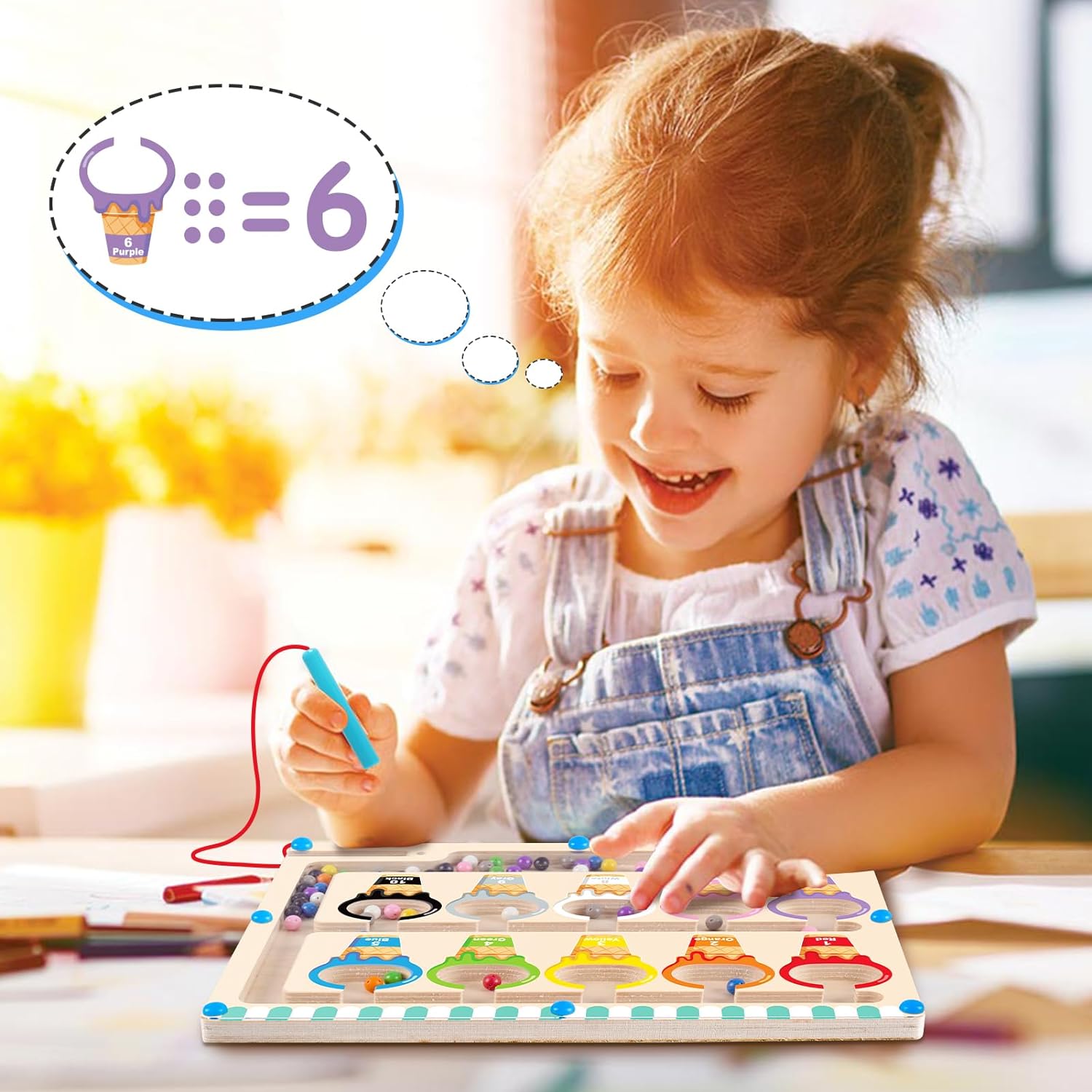 Magnetic Color and Number Maze -Montessori Fine Motor Skills Toys for ...