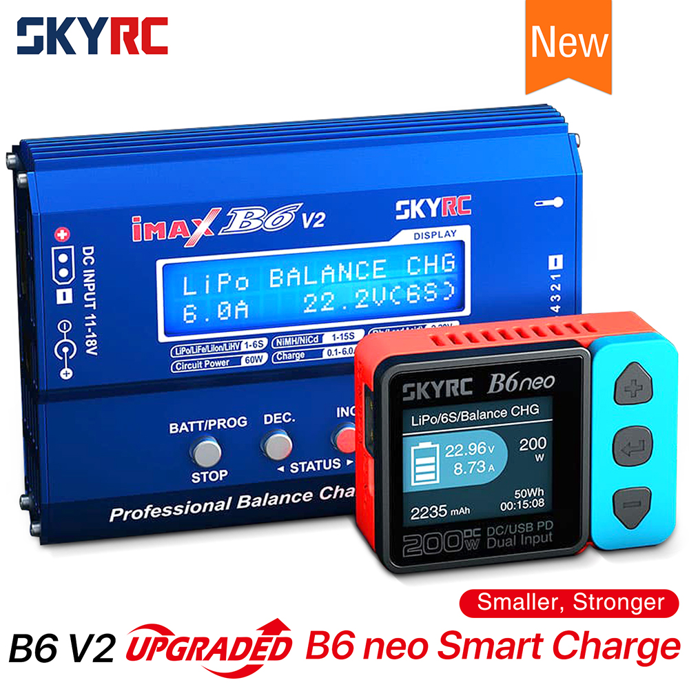 SKYRC B6 Neo+ Cargador Inteligente 240W USB-C PD | Balanceador Para Lipo 1-6S Y NiMH | Ultraportátil 70x50x31mm | Ideal Para RC Y Airsoft