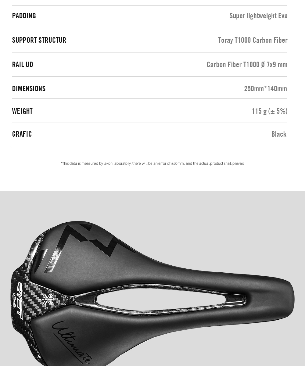 Sella per Bici in Carbonio Aerodinamico | 115g Sella Carbonio