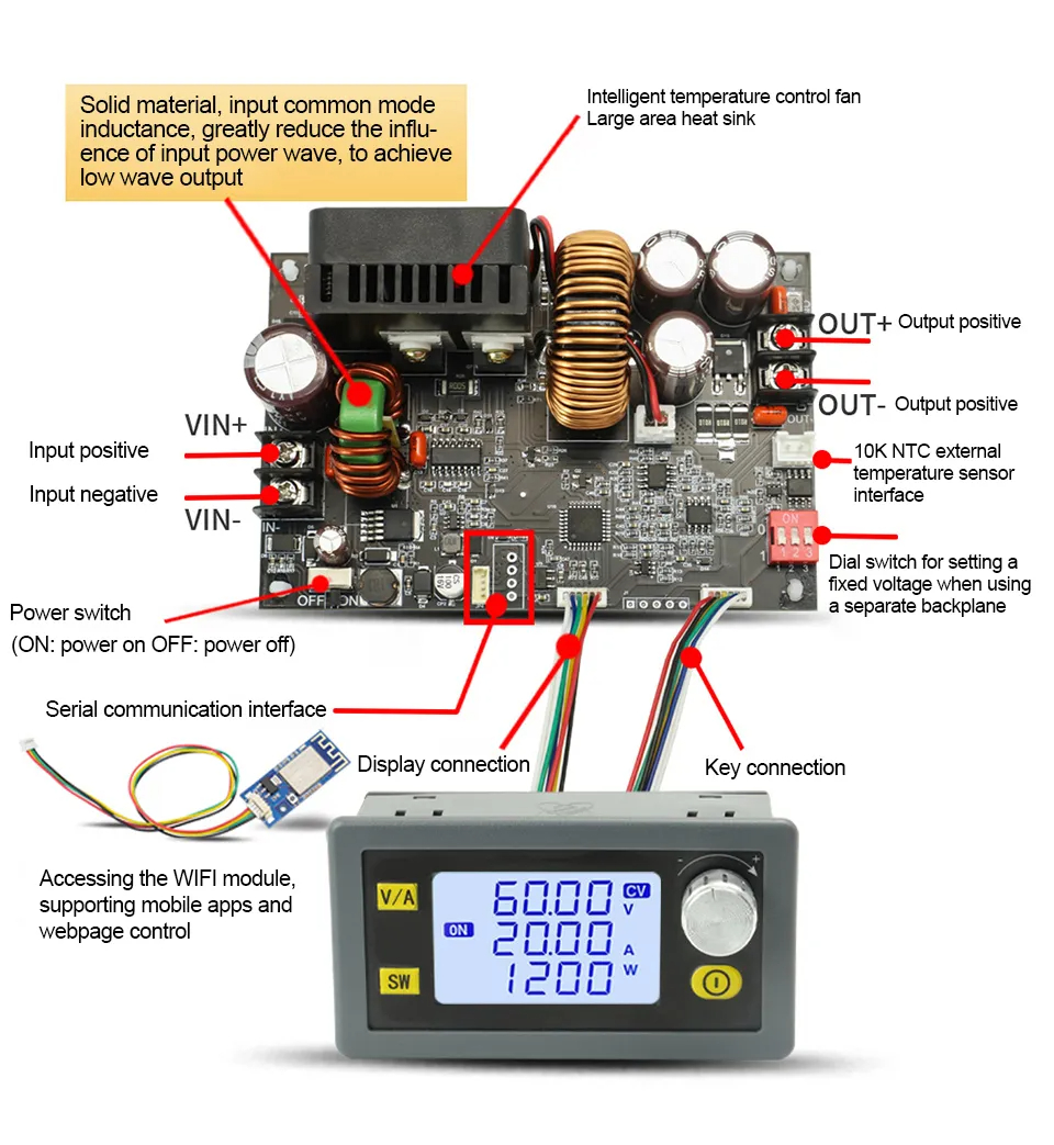 XY6020L/XY6015L 1200W 20A CNC Voltage Regulator Power Supply DC ...