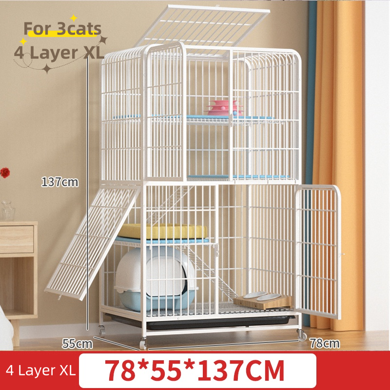 Large Big Cat Cage Pet Cage 2/3 4 Layer Cat House With Door Ladder ...