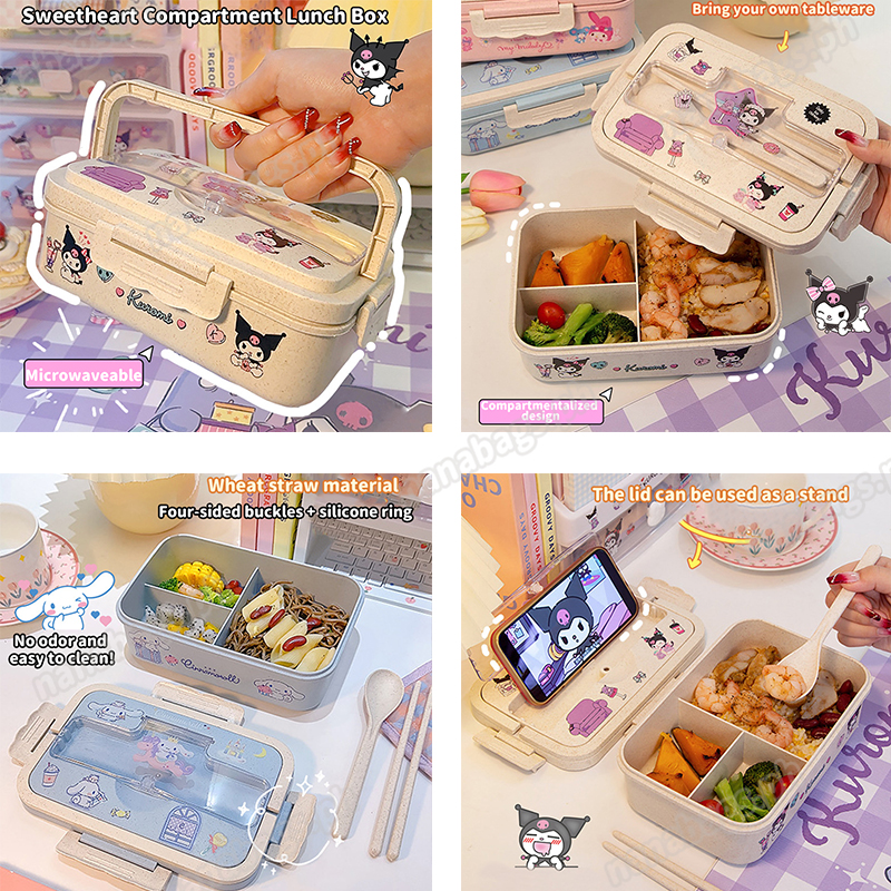 Kuromi Lunch Box Bento Box Kawaii Anime Cinnamoroll My Melody Sealed ...