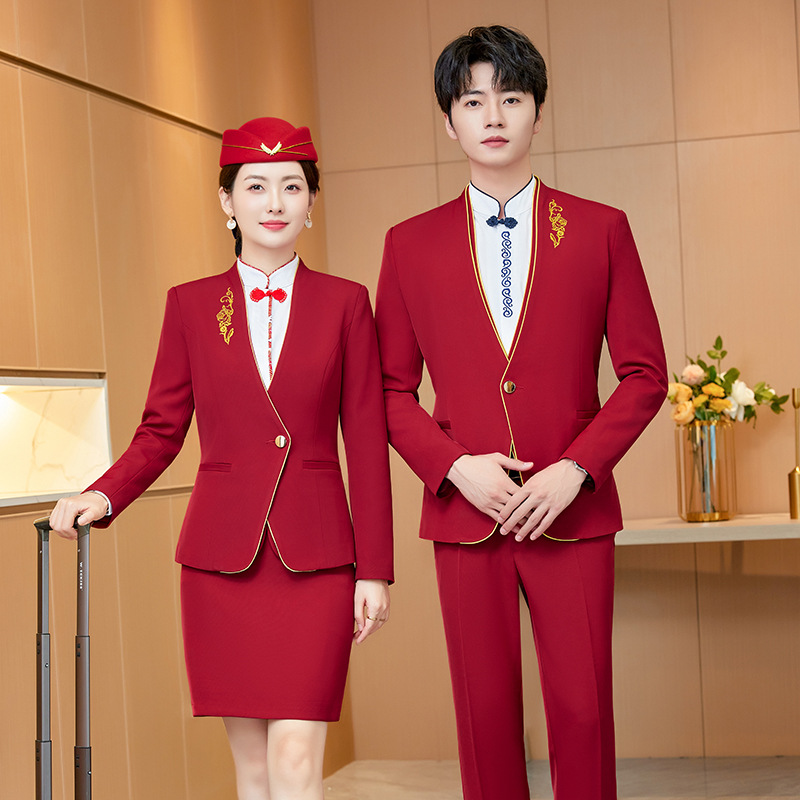 8919 Red Professional Wear Suit Suit Female Stewardess Uniform Sales ...