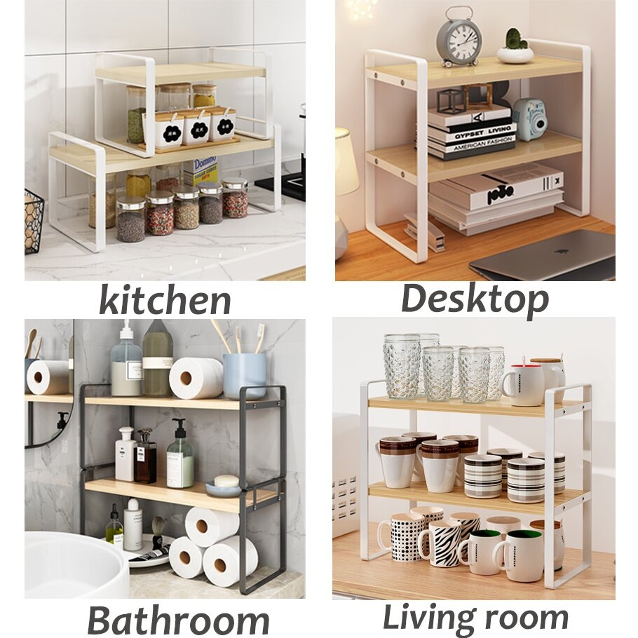 Desktop Rack Tabletop Organiser Wood Computer Monitor Mount Screen ...