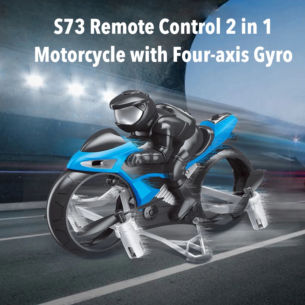 2 In 1 RC Stunt Motorcycle Kid Air Land 2.4GHz Remote Control Flying ...