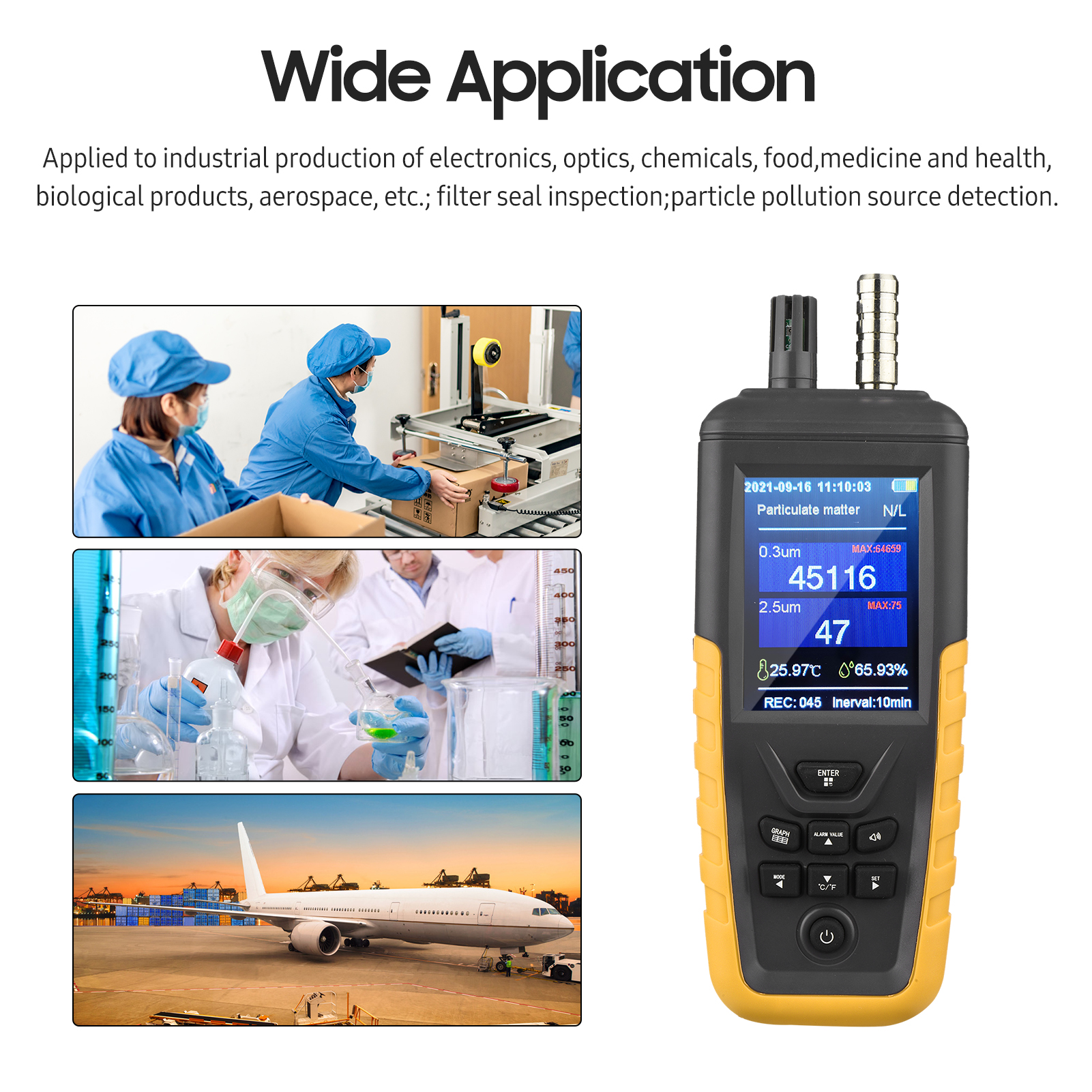 Dust Particle Counter 3-Channel 0.3um/ 2.5um/ 10um PM2.5 PM10 Detector ...