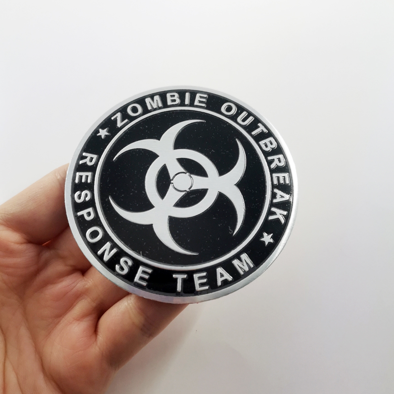 1 x Big and Small Aluminum Resident Evil Zombie Outbreak Biohazard Logo ...