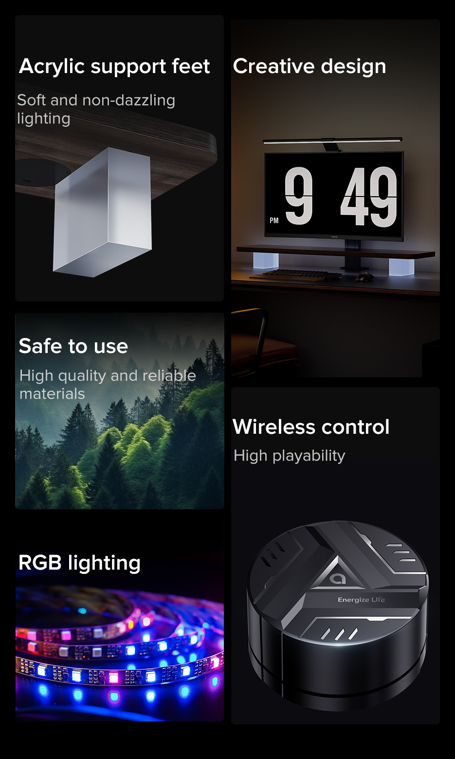 Llano Monitor Stand With RGB Light Computer Screen Increased Shelf ...