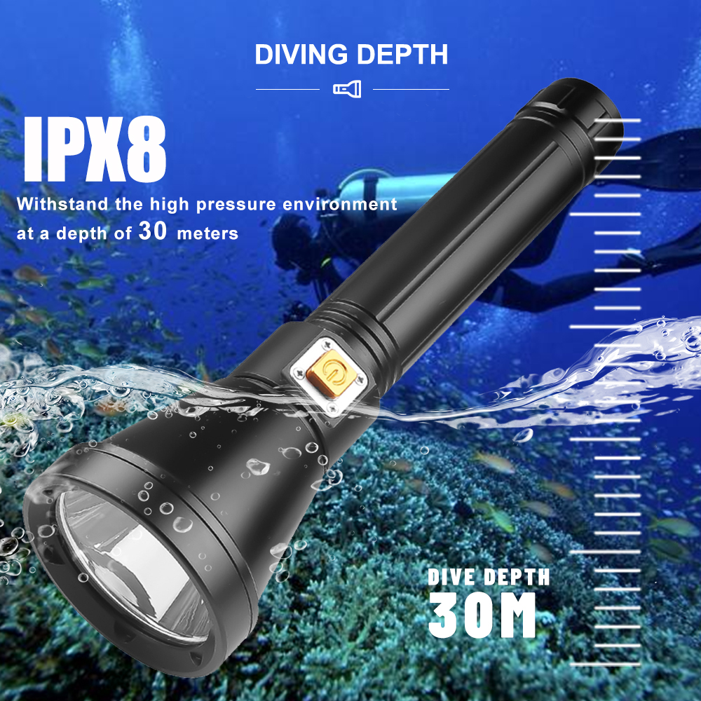 Asafee D170A 1200LM XHP70 Diving Flashlight 30M Underwater IPX8 ...