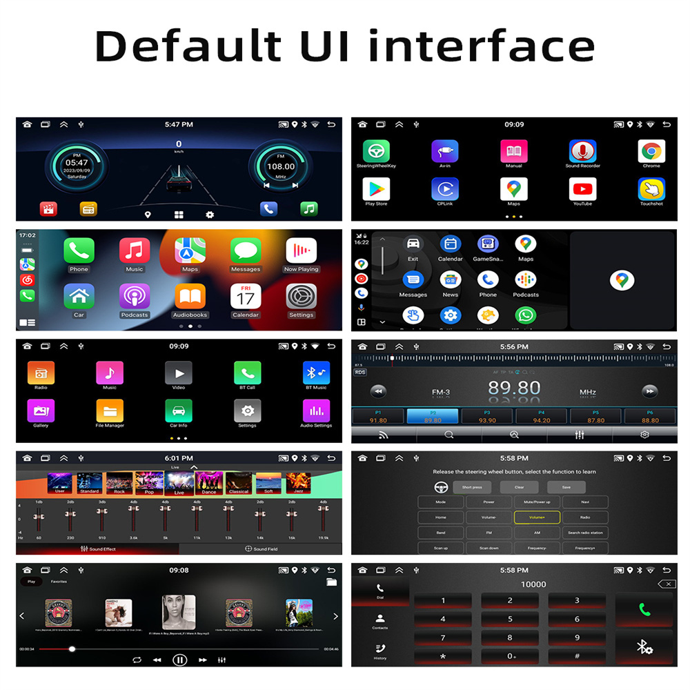 1 Din Android Car Radio Wireless CarPlay Android-Auto Wifi Bluetooth ...