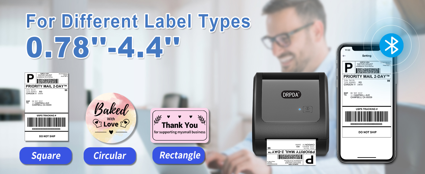 DRPDA Bluetooth Thermal Printer A6 Barcode Shipping Label Consignment ...