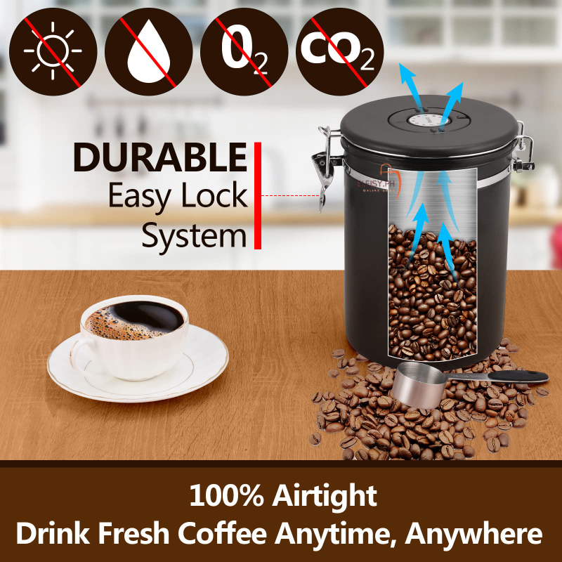 From PH Coffee Bean Containers Coffee Storage Airtight Canister with ...