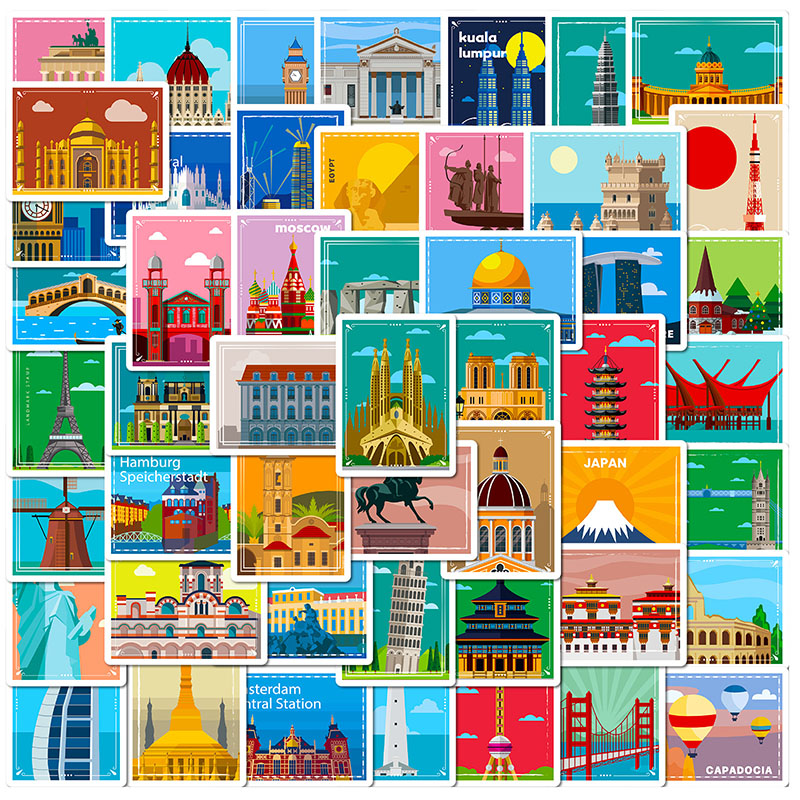 100pcs World Famous Travel Stickers Waterproof Sticker Set for Water ...