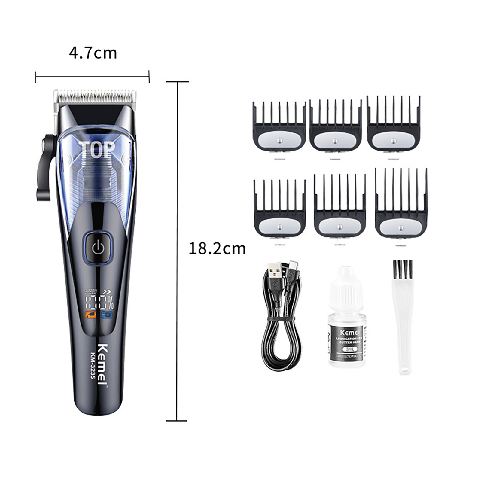 Kemei Professional Hair Clipper for Men Transparent Window Hair Cutting