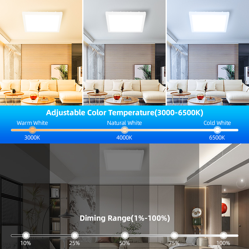 New Square Ceiling Light 28W RGB Backlight Dimmable LED RGB with Remote ...