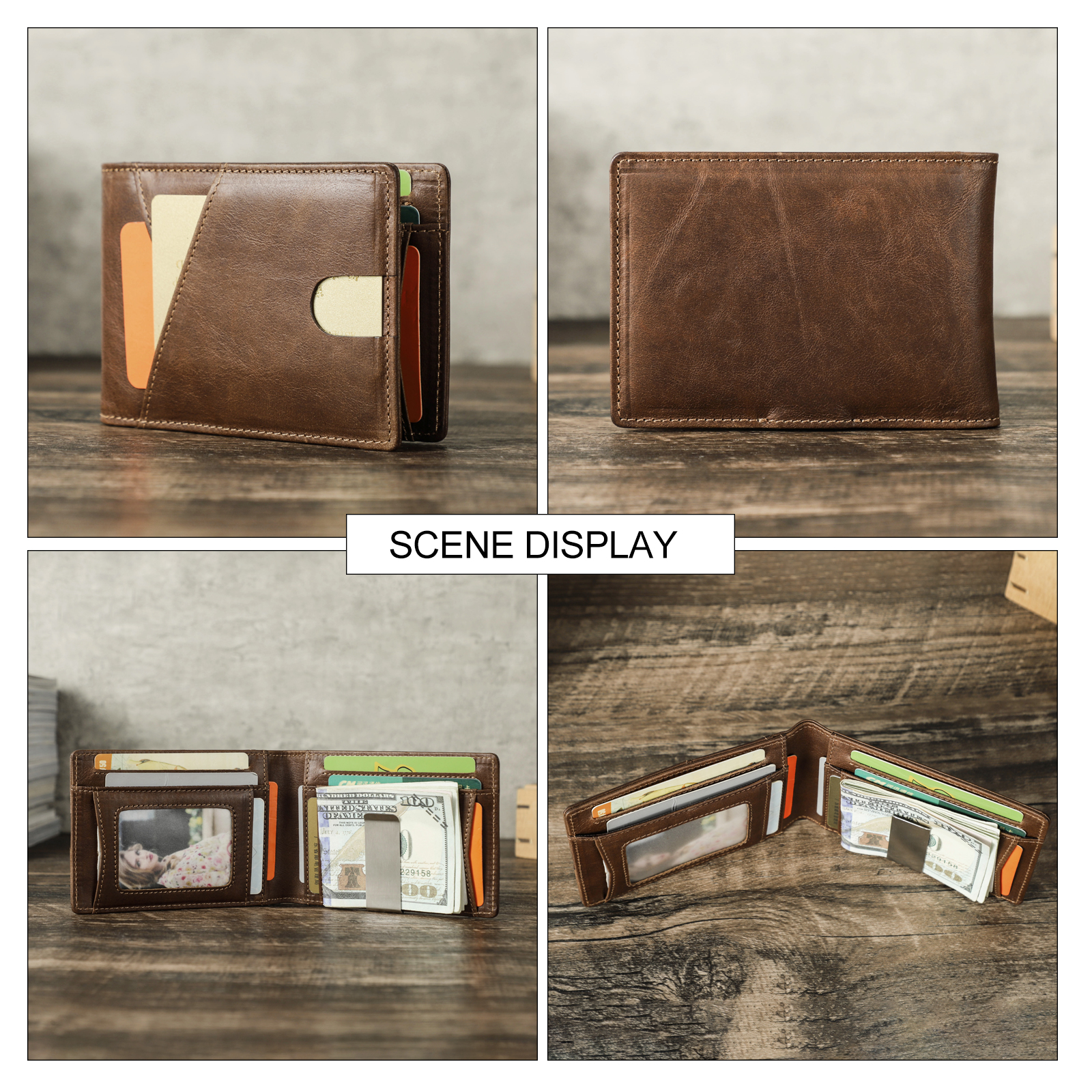 CONTACT'S Genuine Leather Men Card Wallet Slim RFID Vintage Ultra-thin ...