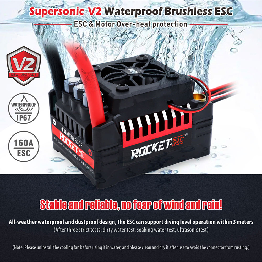ROCKET-RC 130A ESC Sans Balais Sensoriel Avec BEC 6V/5A Et Ventilateur