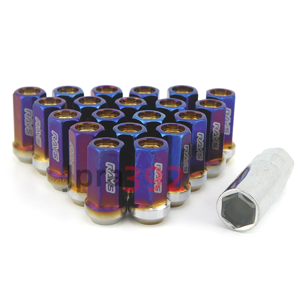 RAYS Burnt Blue Car Tire Wheel Rims Lock Lug Nuts M12x1.5 long 42MM ...