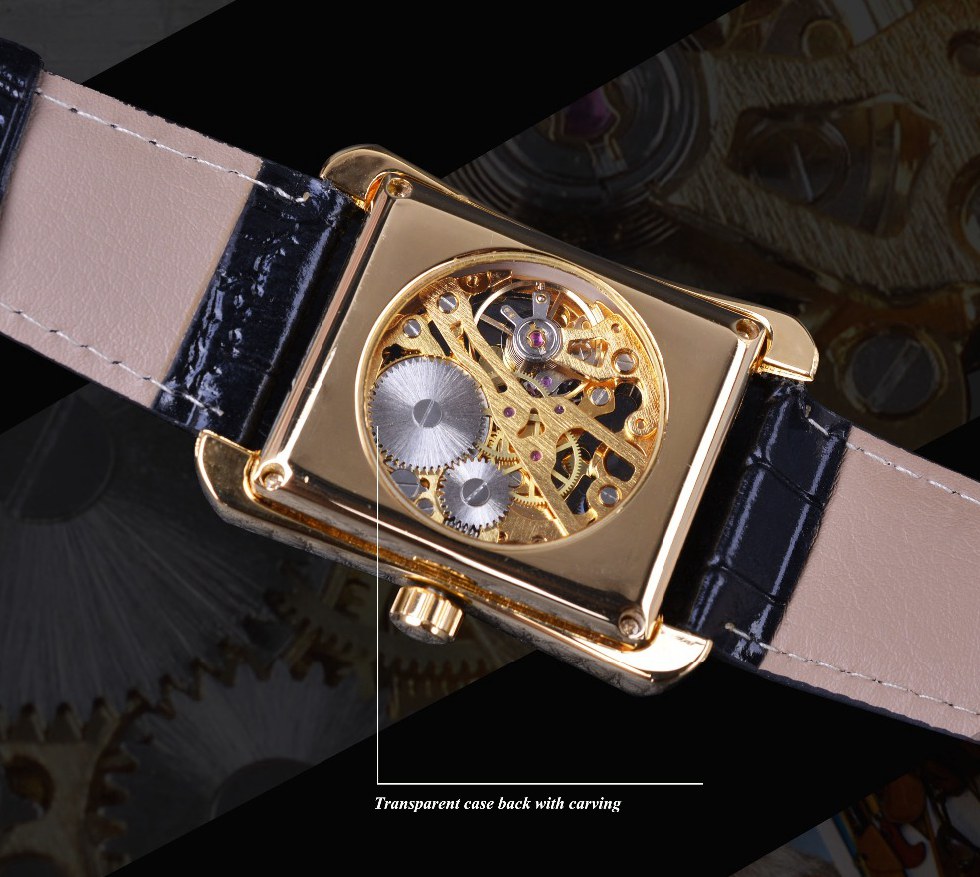 Original WINNER Watch Retro Casual Series Rectangular Dial Design Gold ...