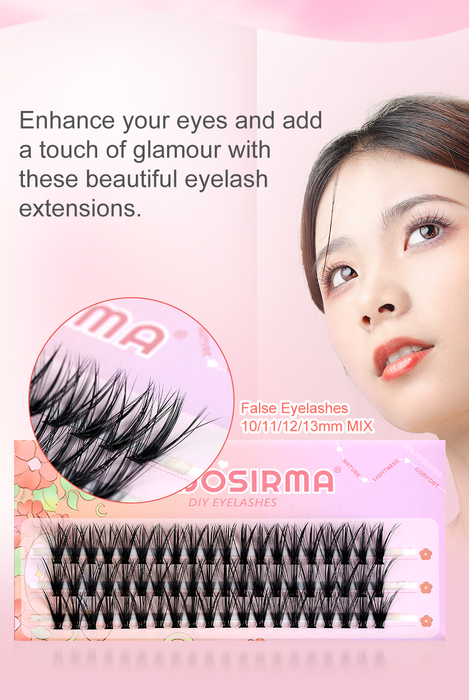 ANJOSIRMA 60 Clusters Lashes Curl Volume Individual Lashes Extensions ...
